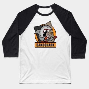 Retro Band Shark Cartoon Distressed Illustration Baseball T-Shirt